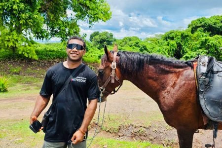 Mountain view horse riding